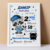 Дитяча метрика з Єнотом для хлопчика